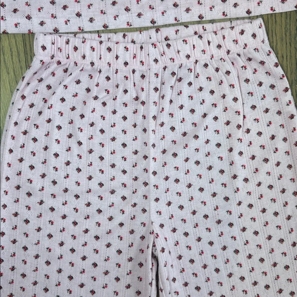 Gap Girls Pink Ditsy Floral Print 2-Piece Long Sleeve Pajama Set Size 14 - Picture 3 of 8